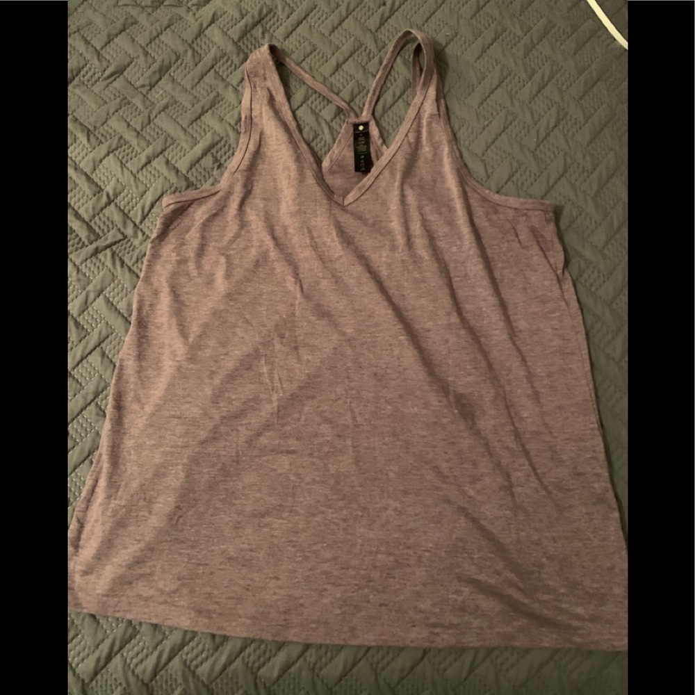 Heathered purple flyaway back athletic top